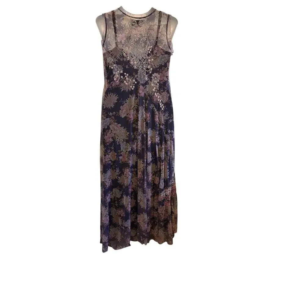 Johnny Was Biya Dress Black Floral Embroidered Mesh Maxi. Size Large - Picture 10 of 10